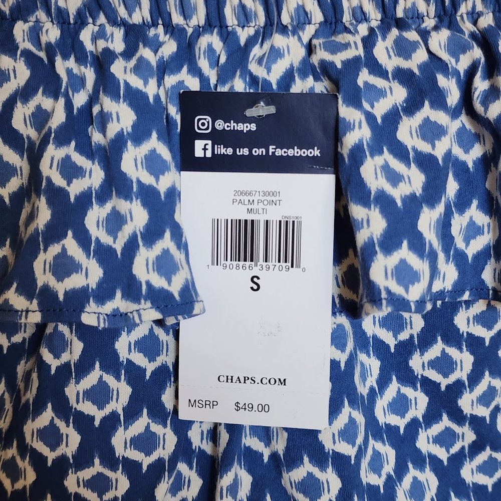 Chaps Convertible Ruffle Sleeveless Abstract Pattern Blouse NWT - Picture 8 of 9